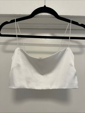 Show Me Your MuMu White Satin Crop Camisole Top
